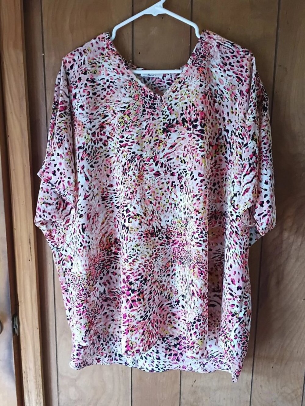 SPIN Oversized Blouse Size M Pink Animal Print Flowy Top